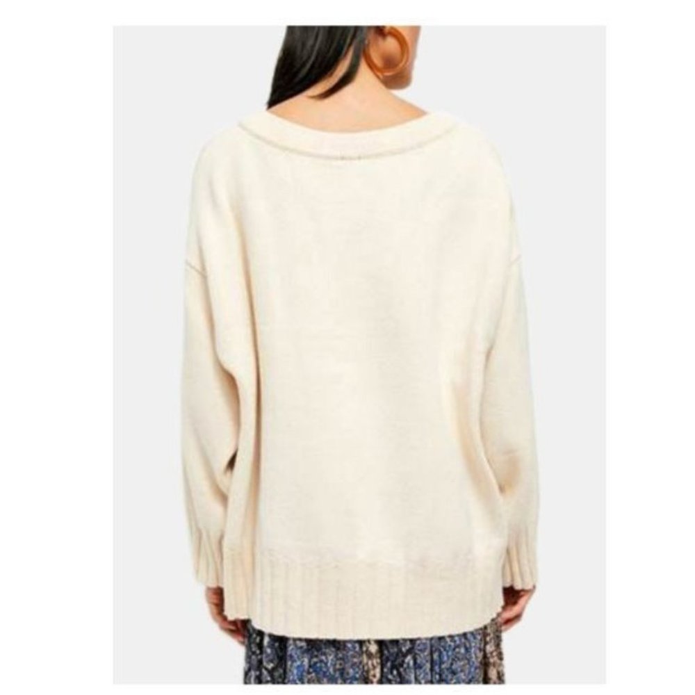 NWT Free People Street Fair Tunic Sweater In Ivory Combo S